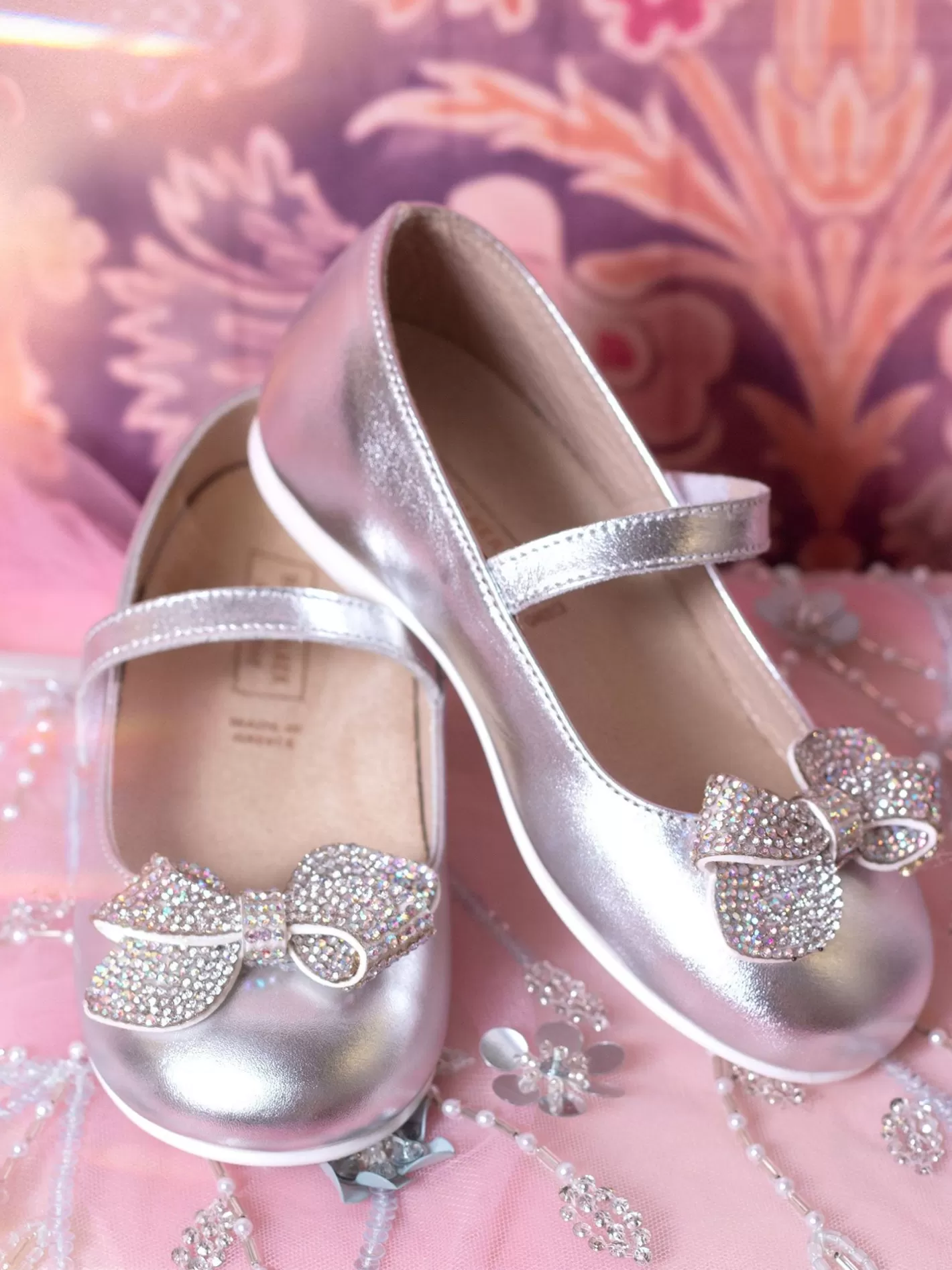 Shoes<Tutu du Monde Single Strap Swarovski Crystal Bow Ballerinas Silver